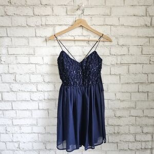 TRIXXI Navy Sequin Party Dress, S